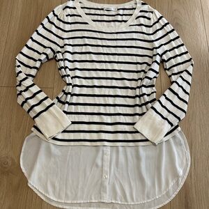 Reitmans Black and White Striped Top